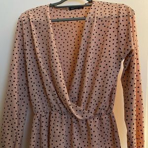 Polka dot wrap peplum blouse